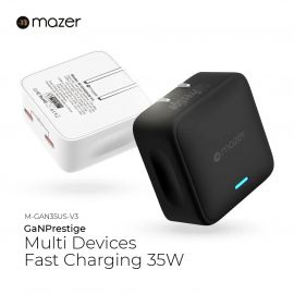 Sạc Mazer 35W SupperMINI GaNPrestige 2 cổng USB-C - M-GAN35US-V3