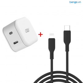 Combo Sạc và Cáp Innostyle USB-C 18W + Cáp JAZZY USB-C to Lightning 1.2m MFI