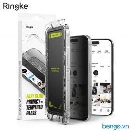 Combo 2 Dán cường lực chống nhìn trộm iPhone 16 Plus / iPhone 15 Plus RINGKE Easy Slide Privacy Tempered Glass