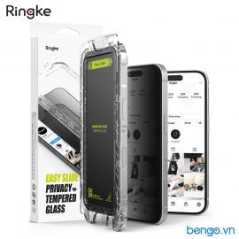 Combo 2 Dán cường lực chống nhìn trộm iPhone 16 / iPhone 15 RINGKE Easy Slide Privacy Tempered Glass