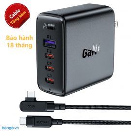 Sạc AceFast 100W 4 cổng USB-C+USB-A (US) A39 - Bảo Hành 18 Tháng (Đen)