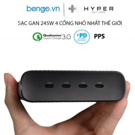SẠC HYPERJUICE 245W GAN 4 USB-C PD/PPS/QC4.0+ NHỎ NHẤT THẾ GIỚI - GAN245