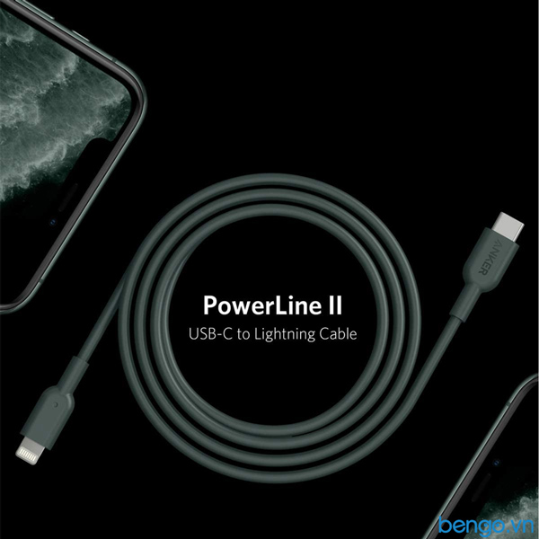 Cáp điện thoại Anker PowerLine II USB-C to Lightning MFi - dài 1.8m - A8633