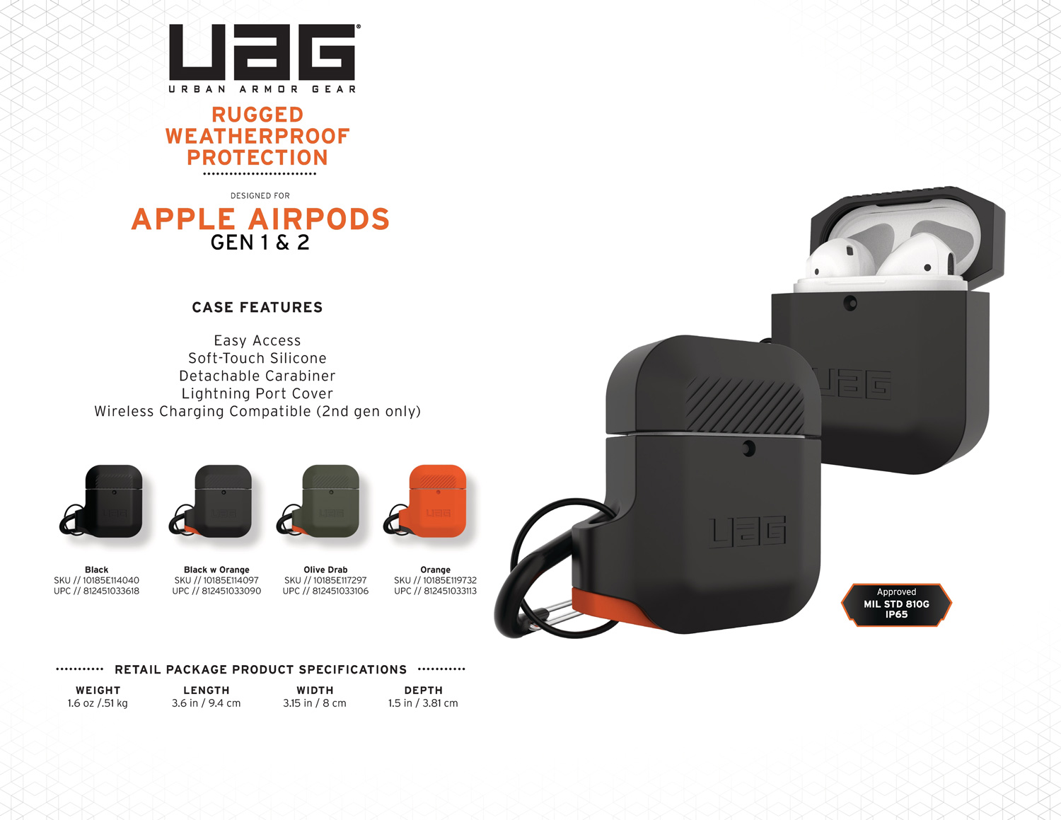 Vỏ ốp AirPods UAG Silicone Rugged Weatherproof