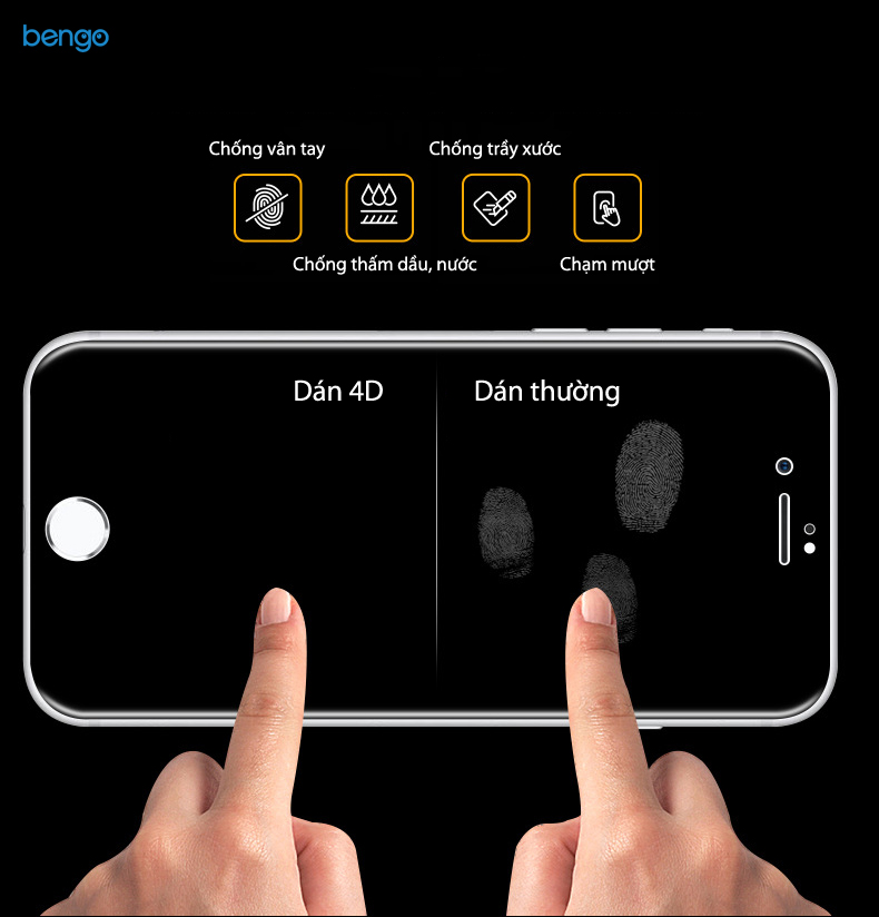 Dán màn hình cường lực iPhone 8 Plus 4D full màn hình