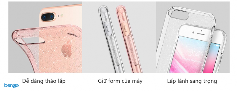 Ốp lưng iPhone 8/7 Plus Spigen Liquid Crystal Glitter - Rose Quartz