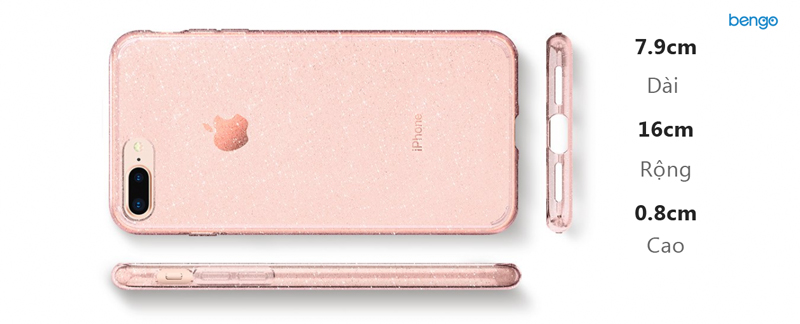 Ốp lưng iPhone 8/7 Plus Spigen Liquid Crystal Glitter - Rose Quartz