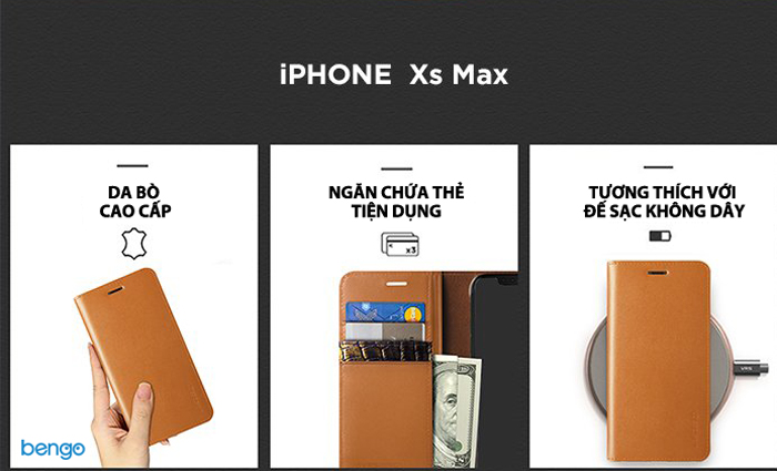 Bao da iPhone Xs Max VRS Design Genuine Leather Series