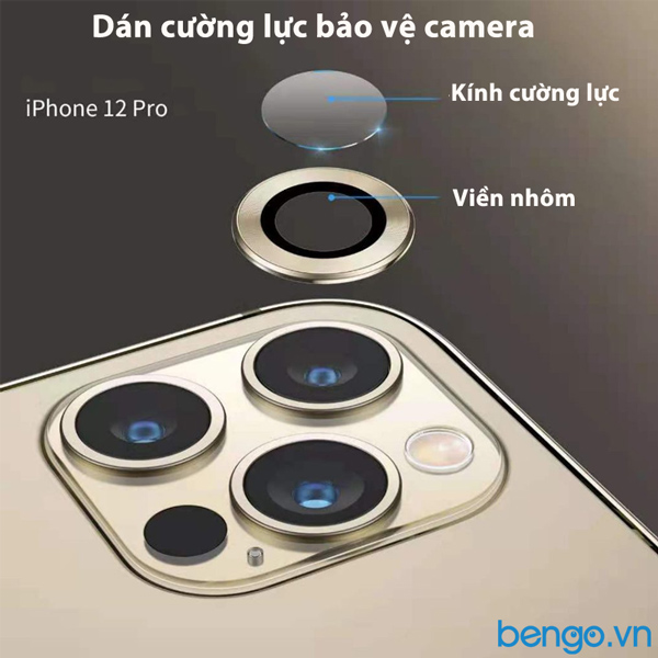 Dán cường lực bảo vệ camera iPhone 12 Pro MIPOW Alumium viền màu