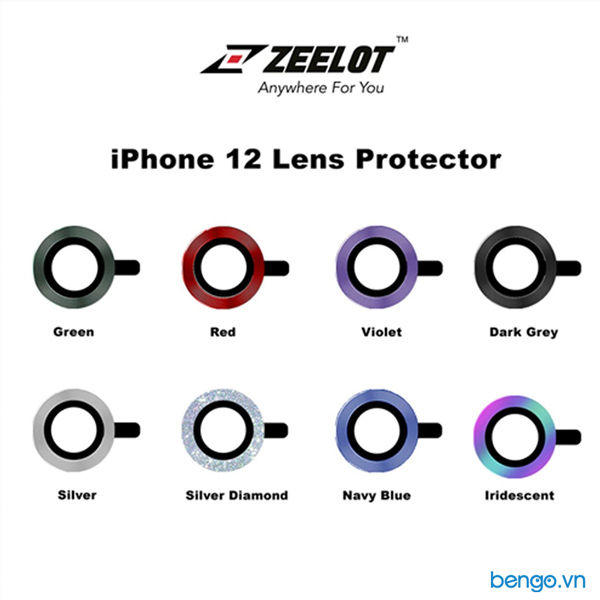 Dán cường lực bảo vệ camera iPhone 12/12 Mini/iPhone 11 Zeelot Titanium Steel viền màu