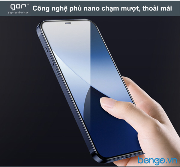 Dán cường lực màn hình + Mặt lưng + Viền vân carbon iPhone 12 Pro Max GOR Full chống bụi loa thoại