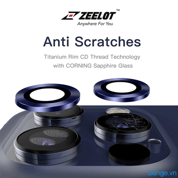 Dán cường lực bảo vệ camera iPhone 12 Pro Zeelot Titanium Steel viền màu