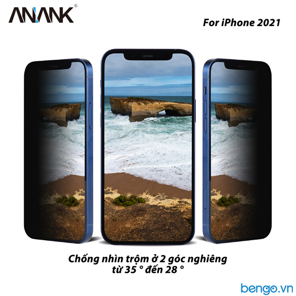 Dán cường lực iPhone 13/13 Pro ANANK 3D Full Clear chống nhìn trộm