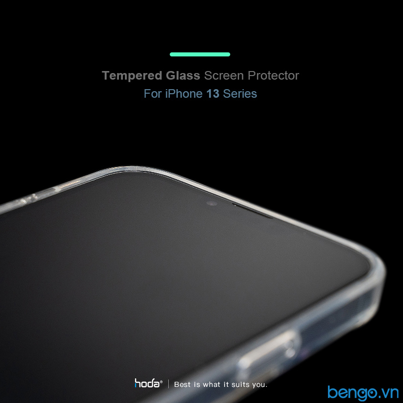 Dán cường lực iPhone 13 Mini HODA Full Anti-Reflection kèm khung dán