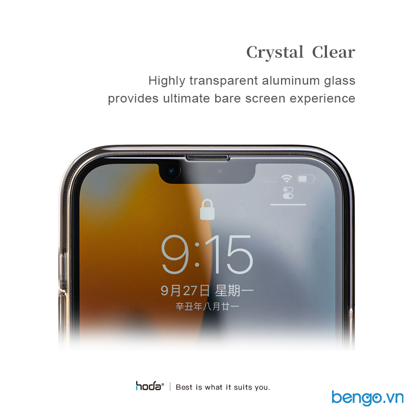 Dán cường lực iPhone 13 Mini HODA Full chống ánh sáng xanh kèm khung dán