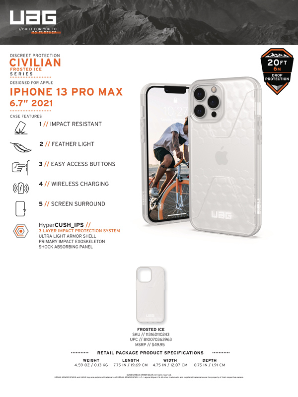 Ốp lưng iPhone 13 Pro Max UAG Civilian Frosted Series