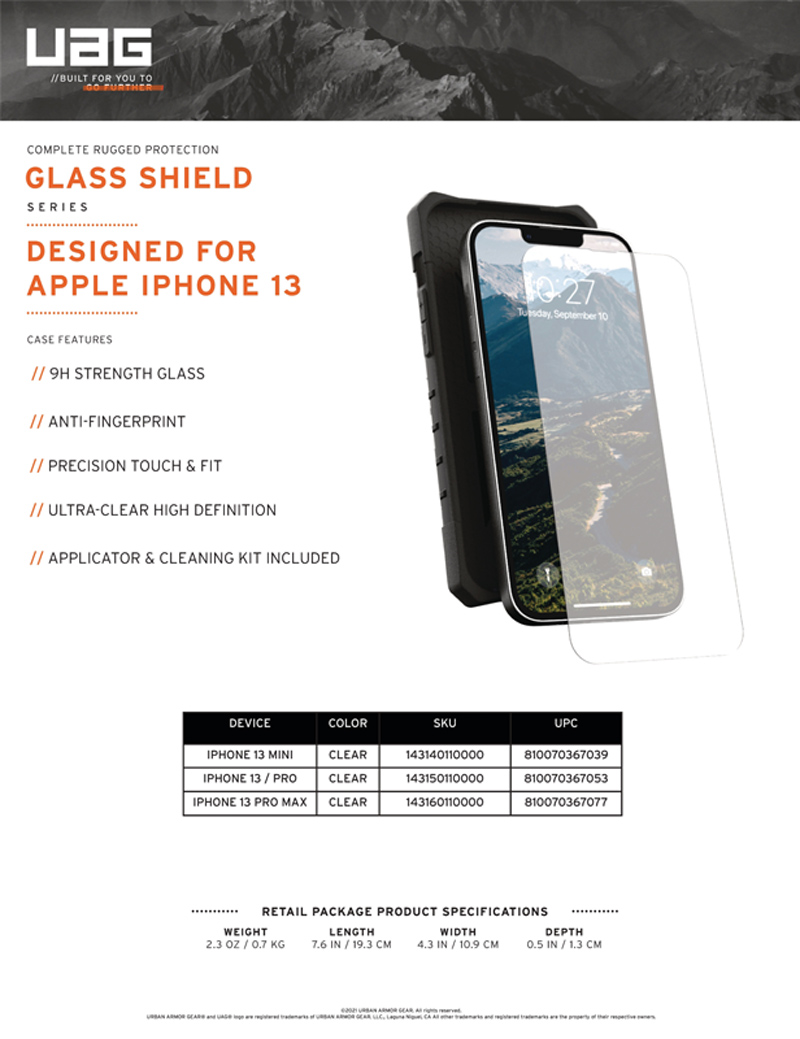 Dán cường lực iPhone 13 Mini UAG Glass Shield