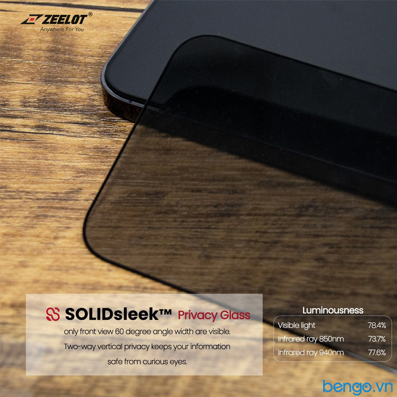 Dán cường lực iPhone 13 Pro Max ZEELOT SOLIDsleek chống nhìn trộm