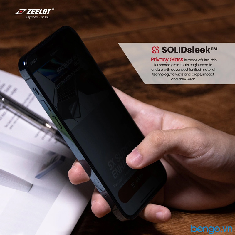 Dán cường lực iPhone 13/13 Pro ZEELOT SOLIDsleek chống nhìn trộm