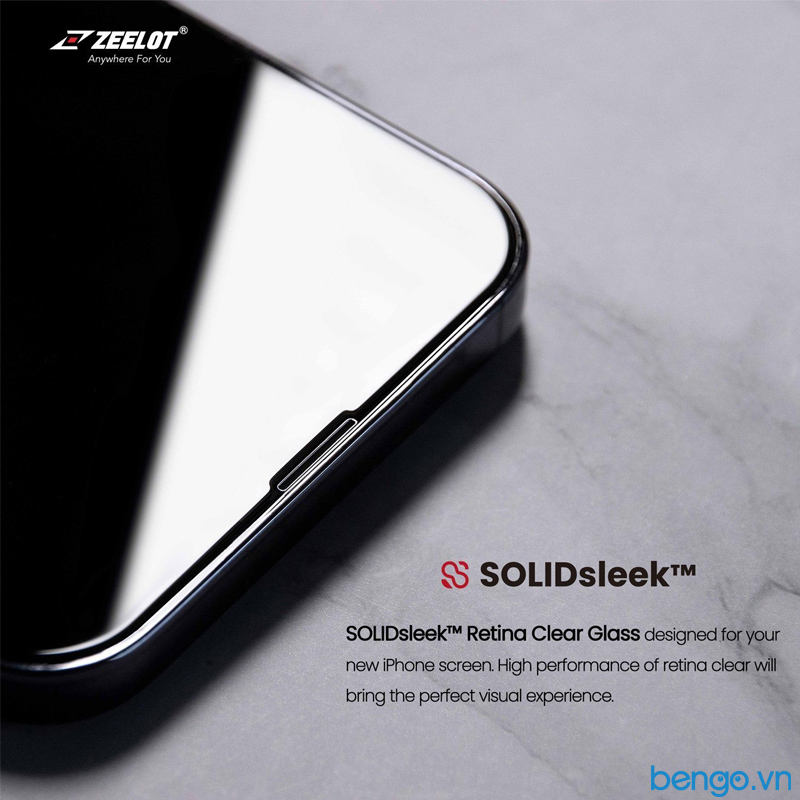 Dán cường lực iPhone 13/13 Pro ZEELOT SOLIDsleek Retina Clear kèm Kit dán
