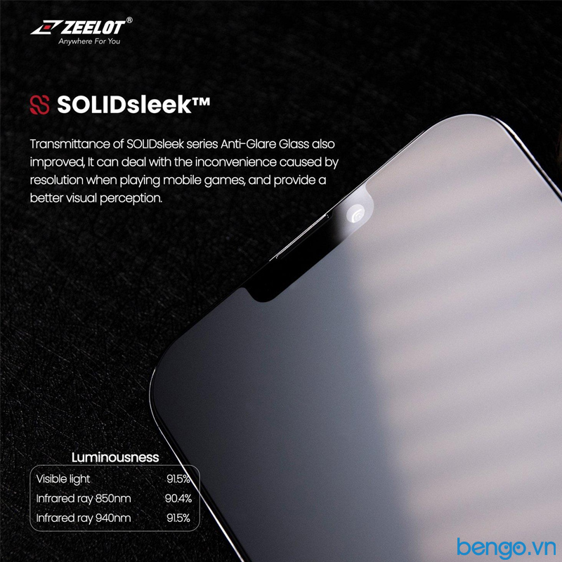 Dán cường lực iPhone 13 Mini ZEELOT SOLIDsleek chống vân tay kèm Kit dán