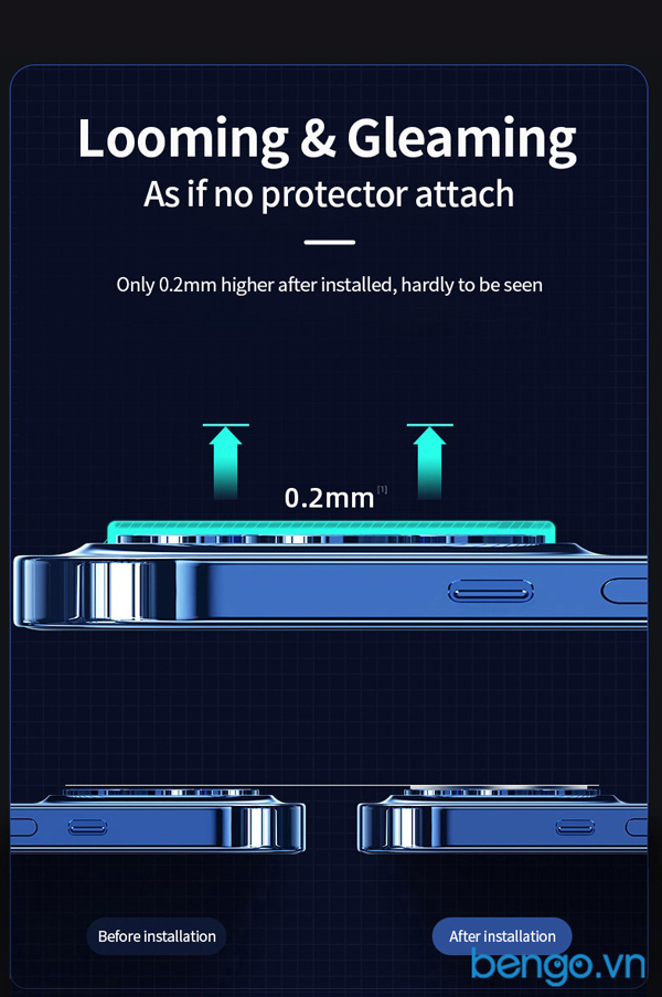 Dán cường lực bảo vệ camera iPhone 13 Pro Max/13 Pro MIPOW KINGBULL Alumium