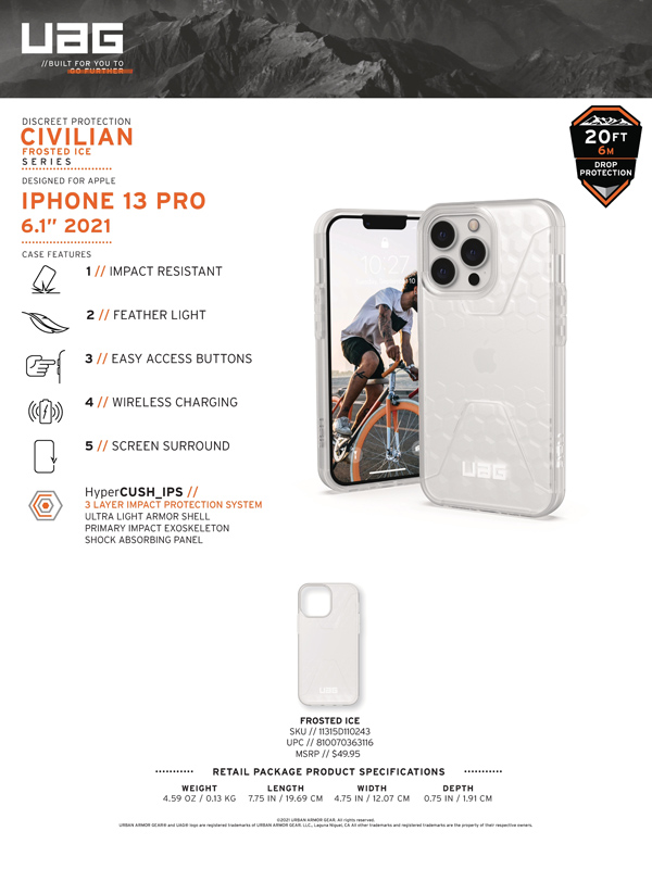 Ốp lưng iPhone 13 Pro UAG Civilian Frosted Ice Series