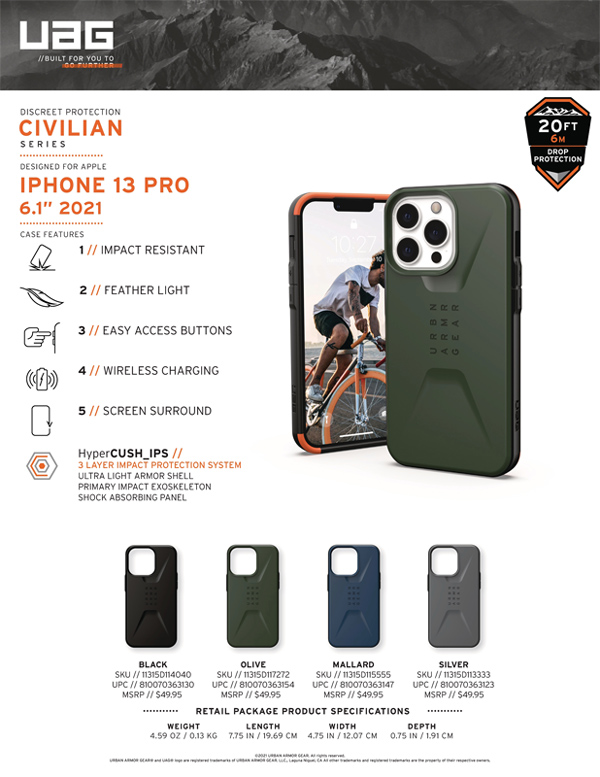 Ốp lưng iPhone 13 Pro UAG Civilian Series