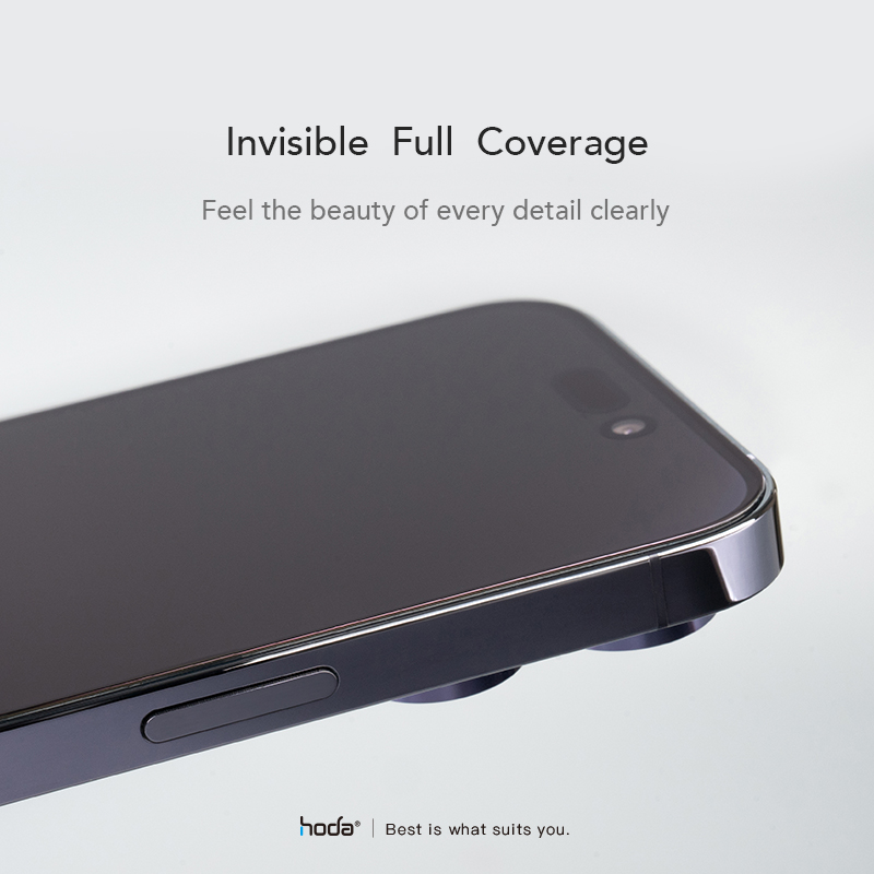 Dán cường lực iPhone 14 Pro Max HODA Full Anti-Reflection kèm khung dán