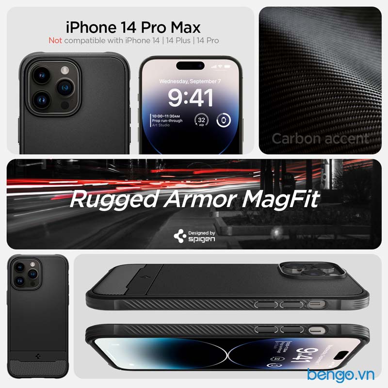 Ốp lưng iPhone 14 Pro Max SPIGEN Rugged Armor Magfit