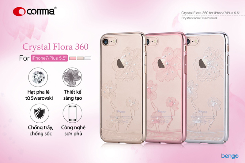 Ốp lưng iPhone 8/7 Comma Crystal Flora 360