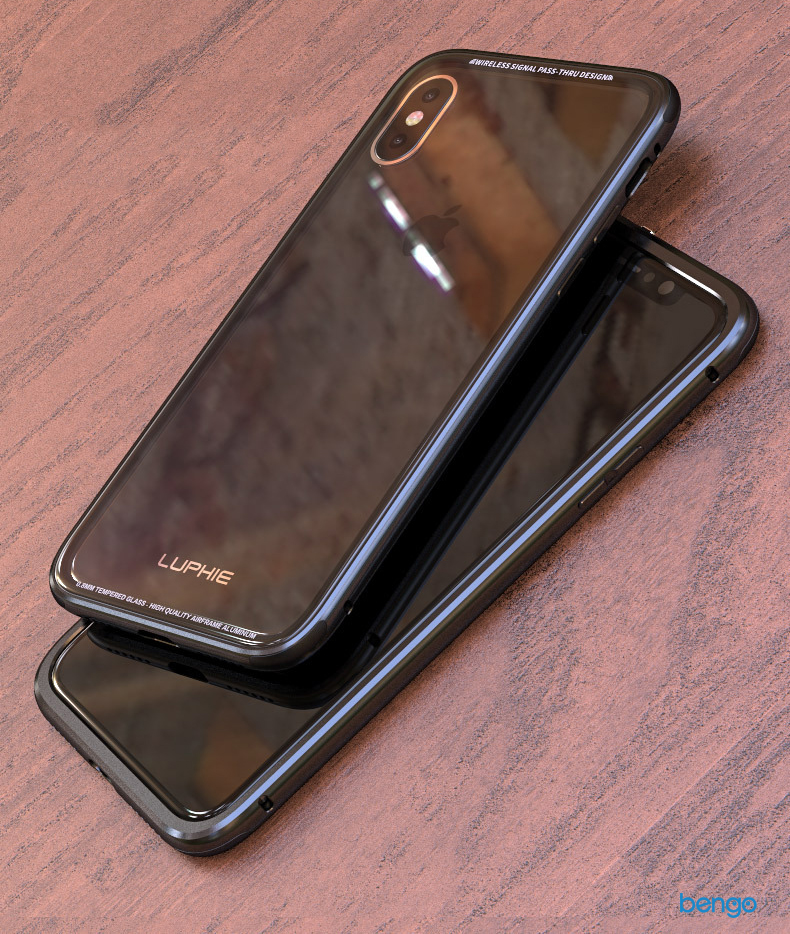 Ốp lưng iPhone X Luphie trong suốt viền kim loại màu