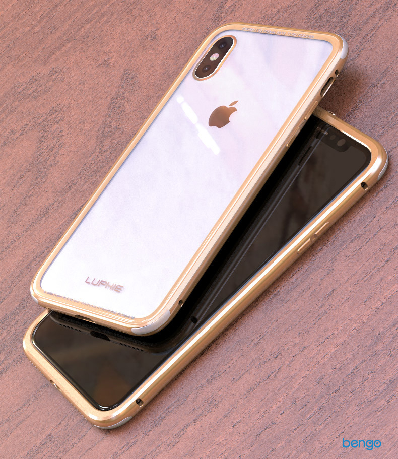 Ốp lưng iPhone X Luphie trong suốt viền kim loại màu