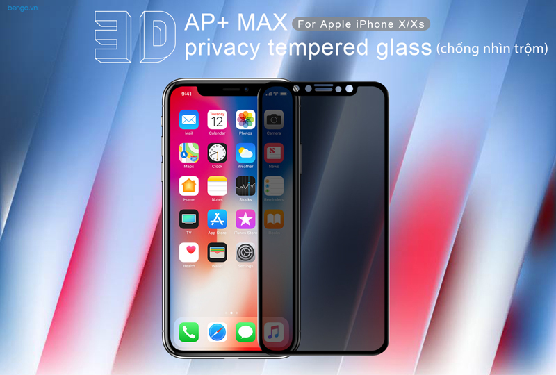 Kính cường lực iPhone Xs/X Nillkin 3D AP+ Max chống nhìn trộm