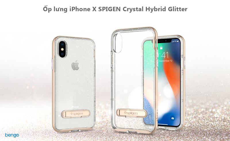 Ốp lưng iPhone X SPIGEN Crystal Hybrid Glitter