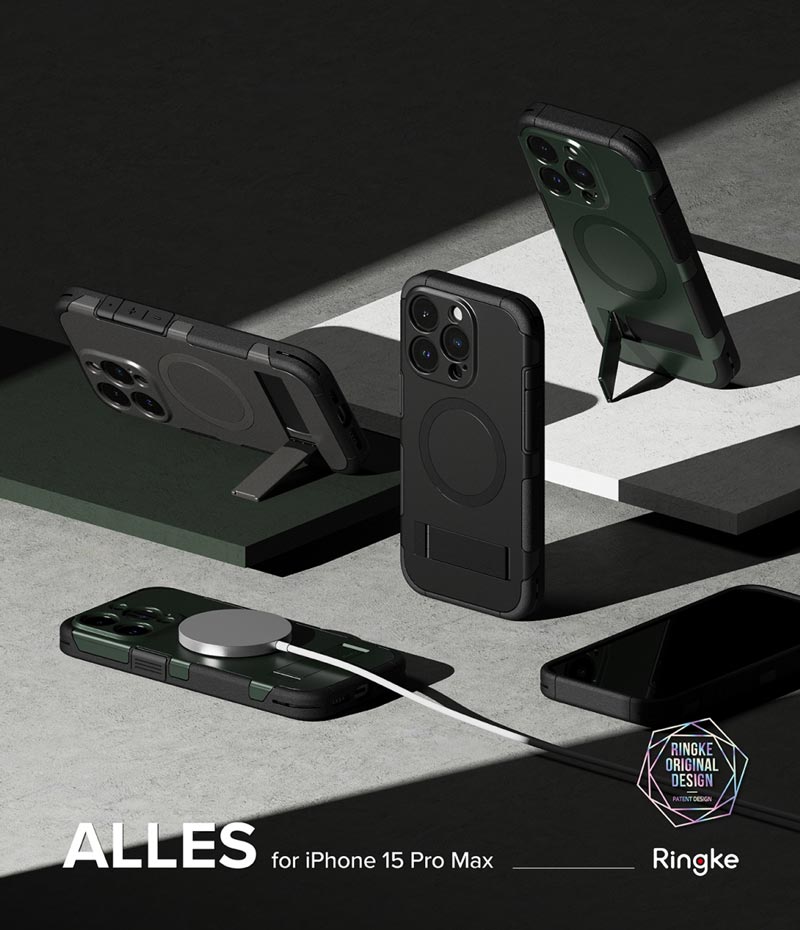 Ốp lưng Ringke Alles, iPhone 15 Pro Max, ốp lưng có chân dựng