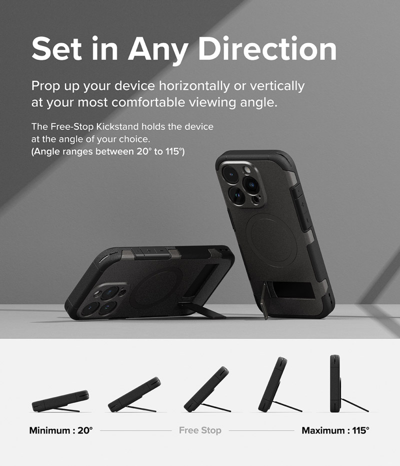 Ốp lưng Ringke Alles, iPhone 15 Pro Max, ốp lưng có chân dựng