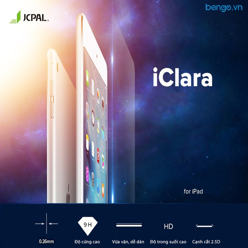 Dán màn hình cường lực iPad 10.2'' 2019 JCPAL iClara 9H