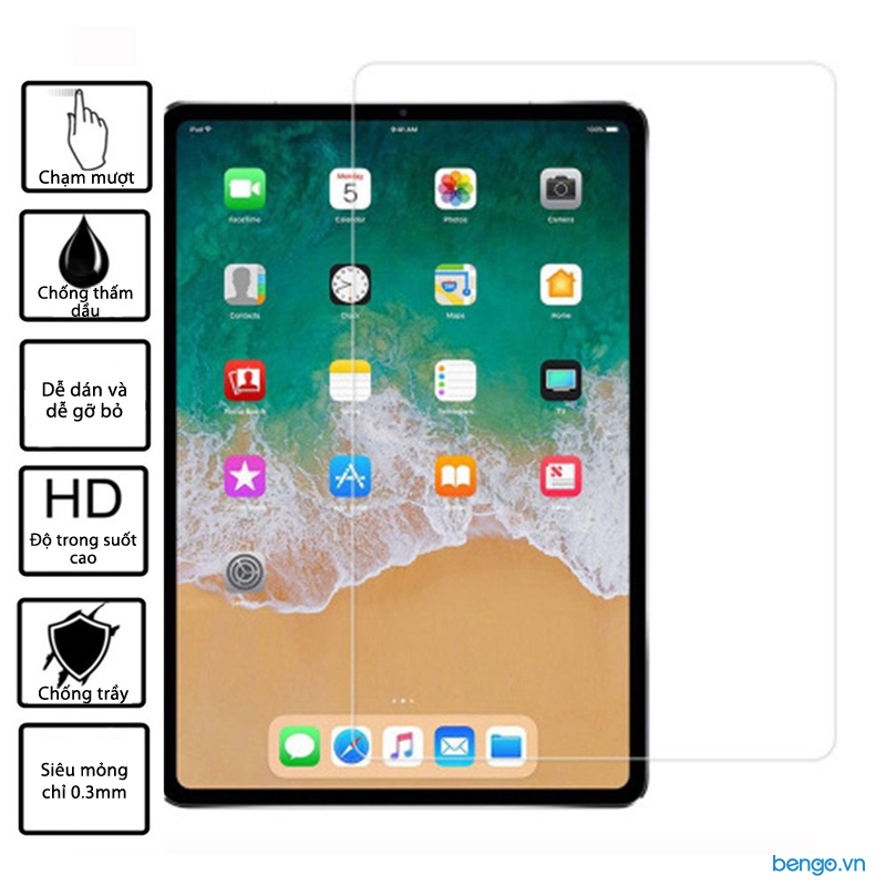 Dán màn hình cường lực iPad Pro 12.9 inch (thế hệ 3) 9H 2.5D siêu mỏng