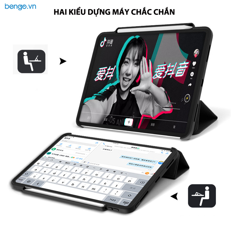 Bao da iPad Pro 11 2018 Ringke Smartcase Kèm dán cường lực