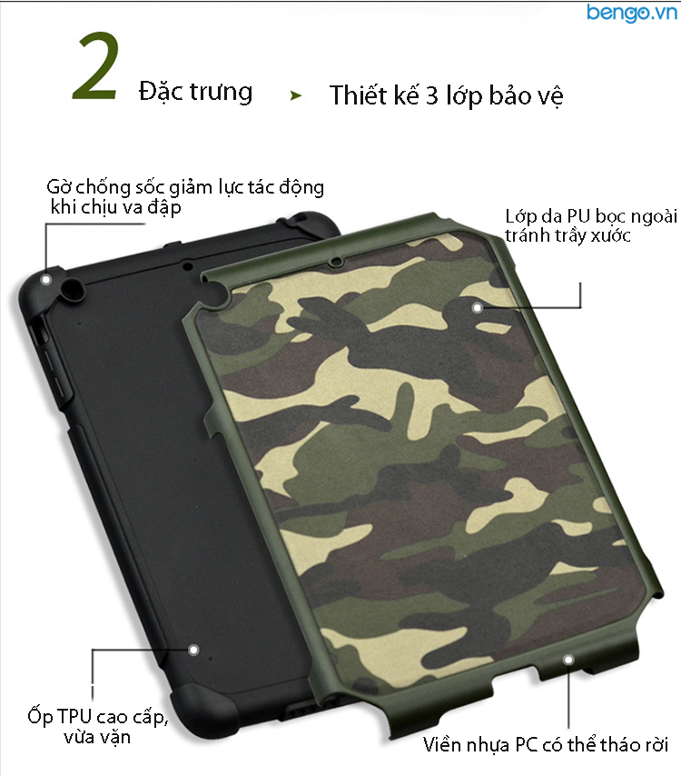 Ốp lưng iPad Mini 123 họa tiết Quân đội