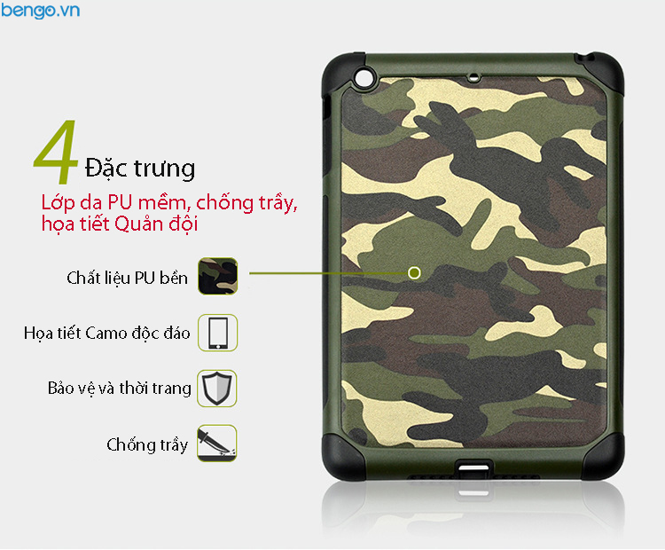 Ốp lưng iPad Mini 4 họa tiết Quân đội