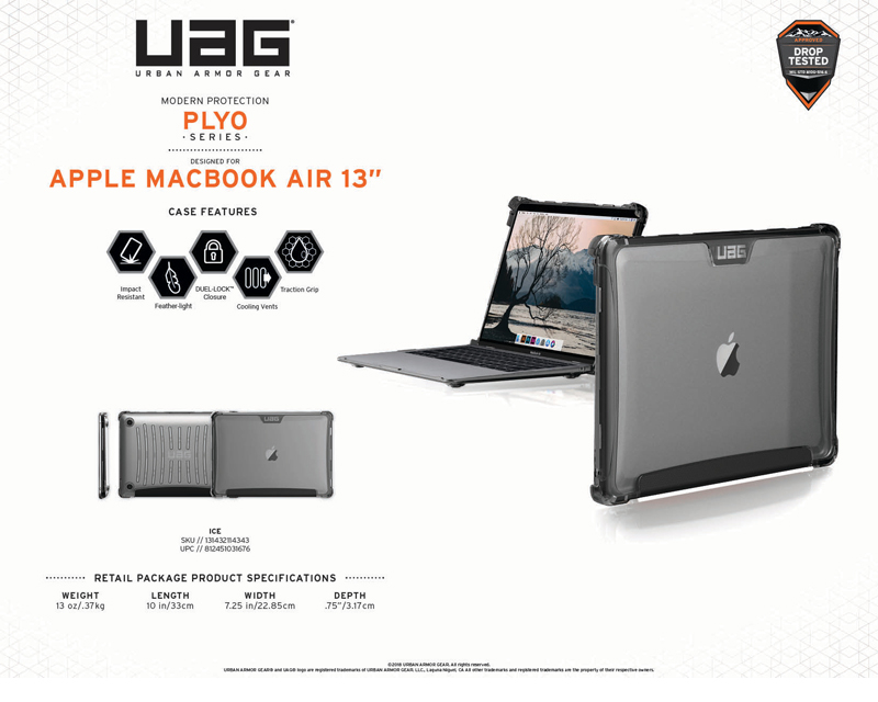 Vỏ ốp bảo vệ Macbook Air 13" 2018 UAG Plyo Series - ICE