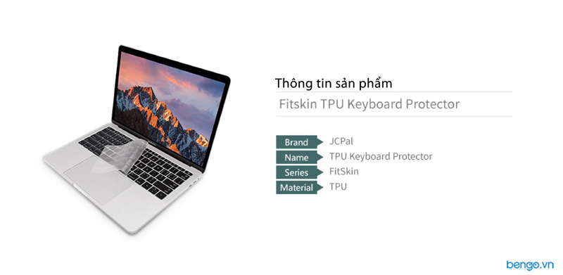 Phủ bàn phím JCPAL Fitskin TPU cho MacBook