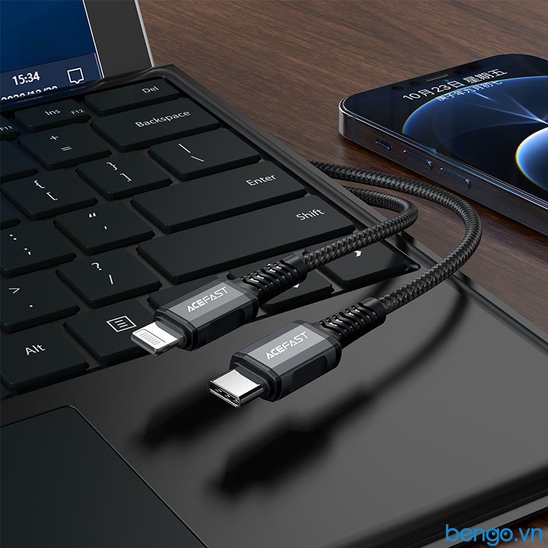 Cáp ACEFAST USB-C to Lightning MFi đầu nối hợp kim nhôm dài 1.2m - C1-01