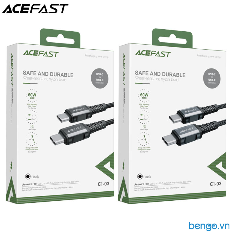 Cáp ACEFAST USB-C to USB-C đầu nối hợp kim nhôm dài 1.2m - C1-03