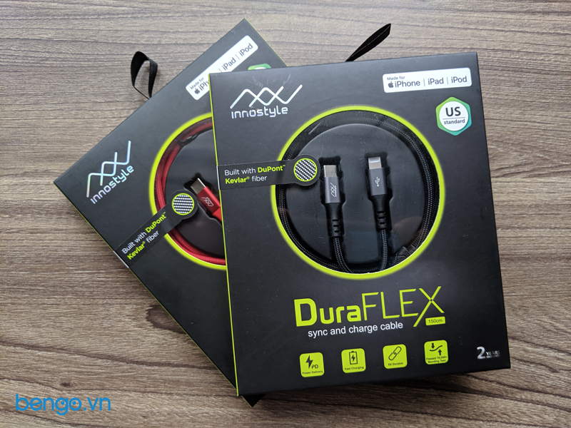 Cáp sạc USB-C to Lightning MFI 1.5m INNOSTYLE DuraFLEX DuPont Kevlar