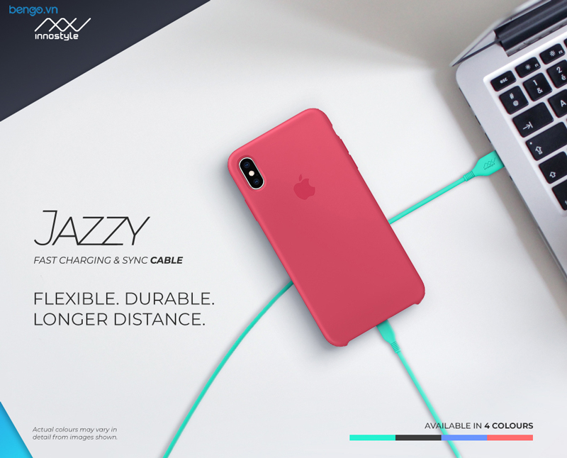 Cáp sạc INNOSTYLE JAZZY 1.5m USB-A to Lightning MFI cho iPhone/iPad/iPod - IAL150-Teal