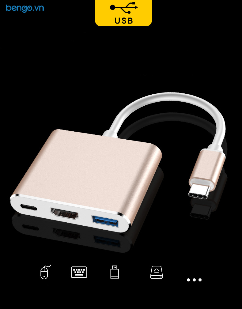 Cáp chuyển USB-C qua USB 3.0/HDMI/Type C (PD)