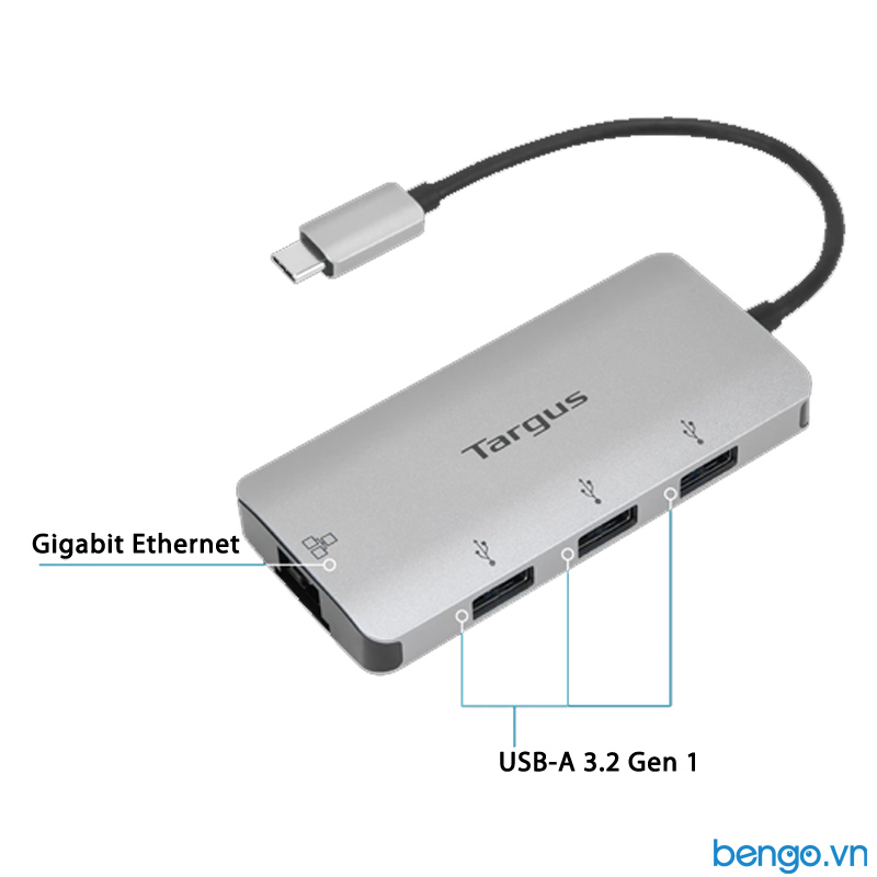 Cổng chuyển TARGUS 4 in 1 USB-C to 3xUSB-A + Ethernet Adapter - ACA959